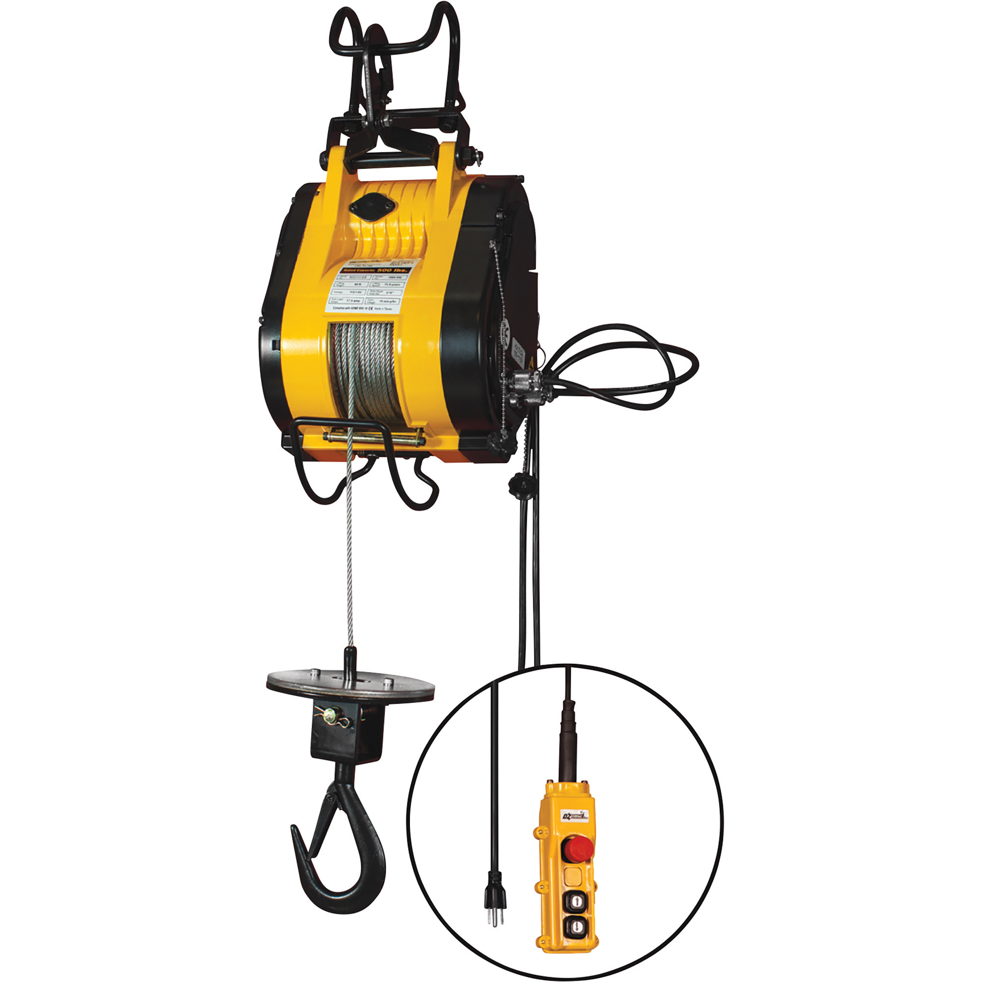 OZ Lifting Products Electric Builder's Hoist, 500-Lb. Capacity, 90ft. Lift, Model# OBH500